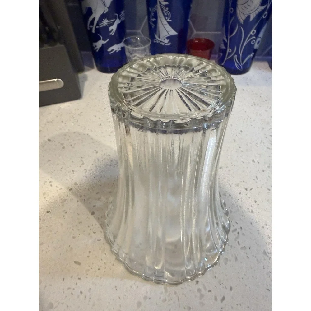 Anchor Hocking Crystal Old Cafe Ribbed Flower Vase Vintage Mid Century Glass